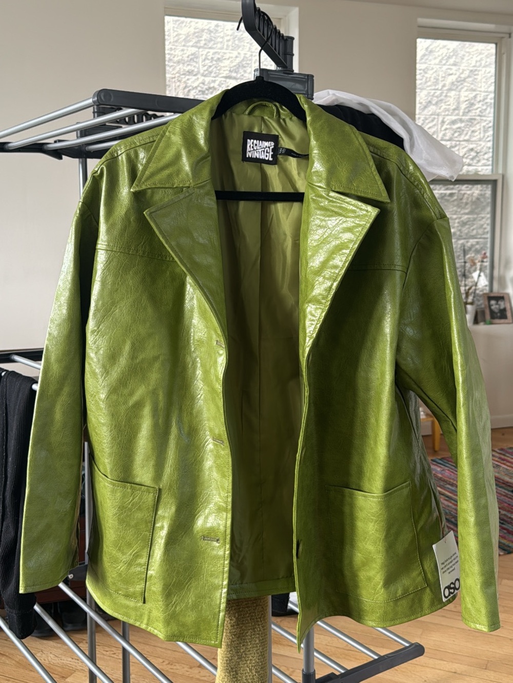 ASOS Olive Green Leather Blazer Jacket